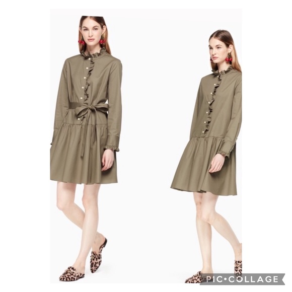 kate spade Dresses & Skirts - Kate Spade Broome Street Ruffled Ilive Poplin Shirtdress Size Medium